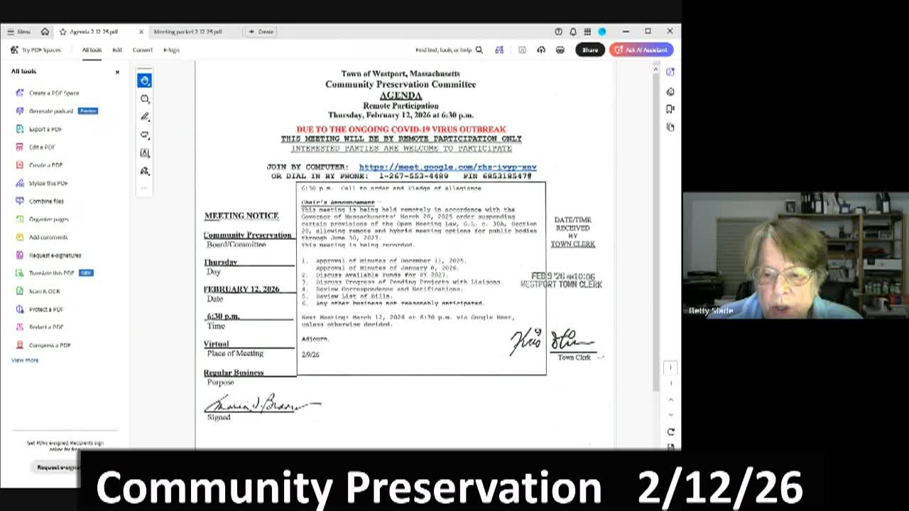 Thumbnail image for Community Preservation Committee - February 12, 2026